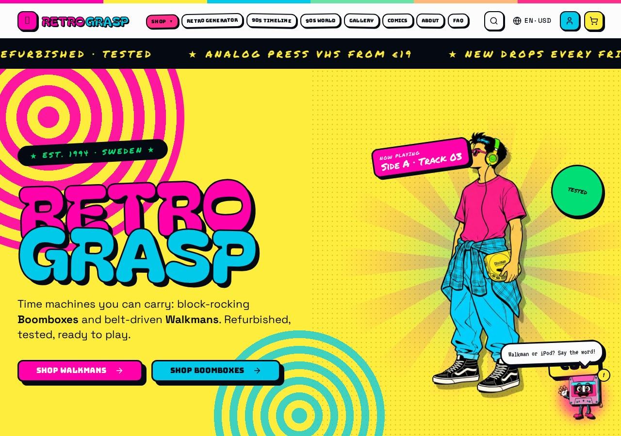 Skärmbild av retrograsp.com